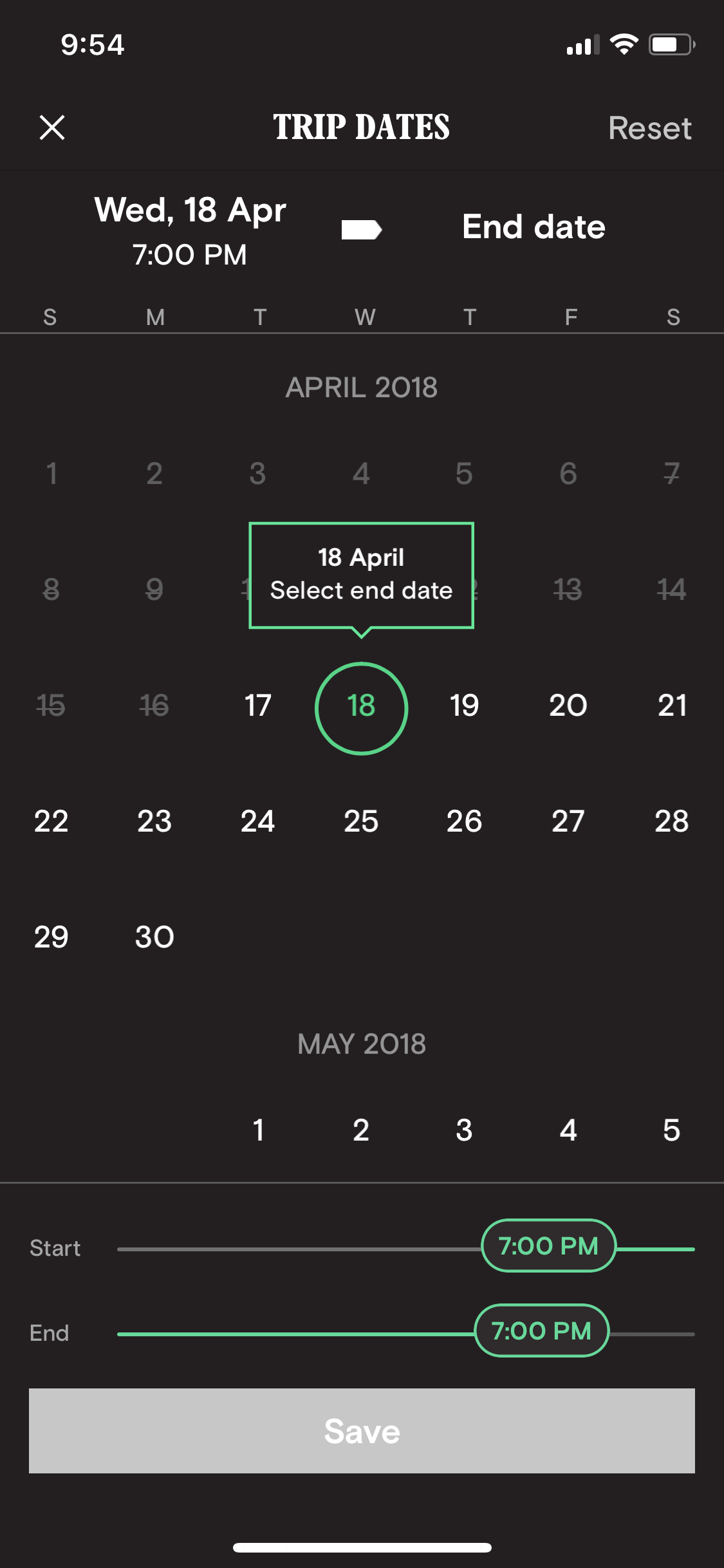 租期日期选择，仅选起始日