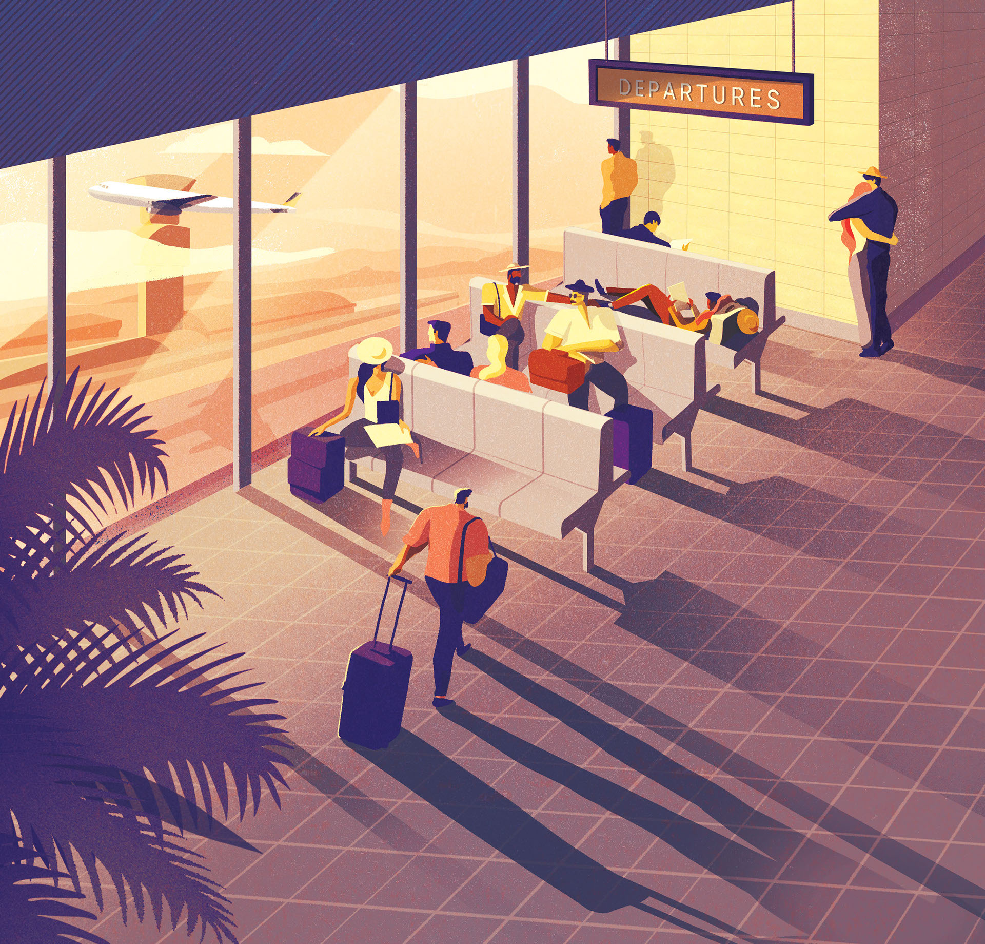 Travel airplane people figures light sunset airport Drawing  graphic L (2).jpg