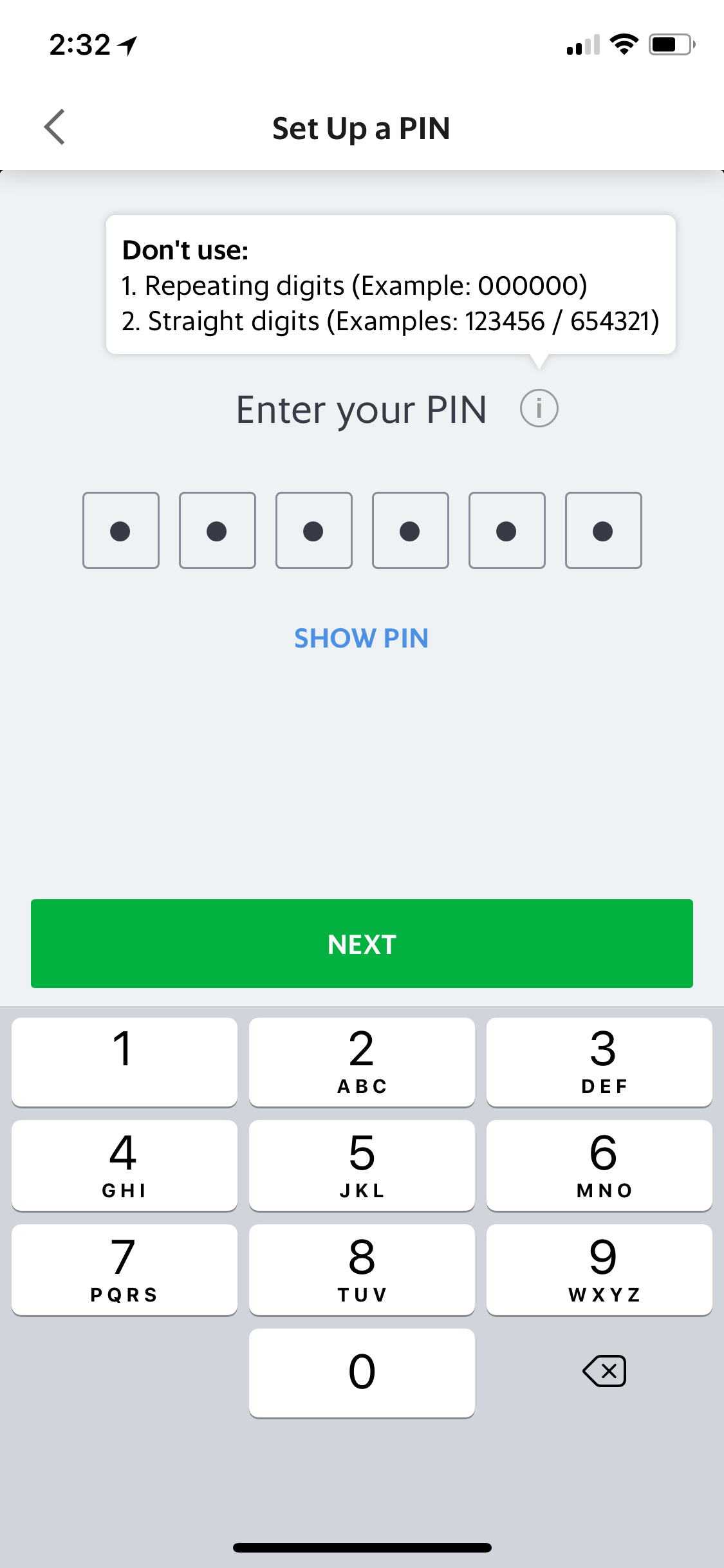 设置PIN-弱密码规则提示