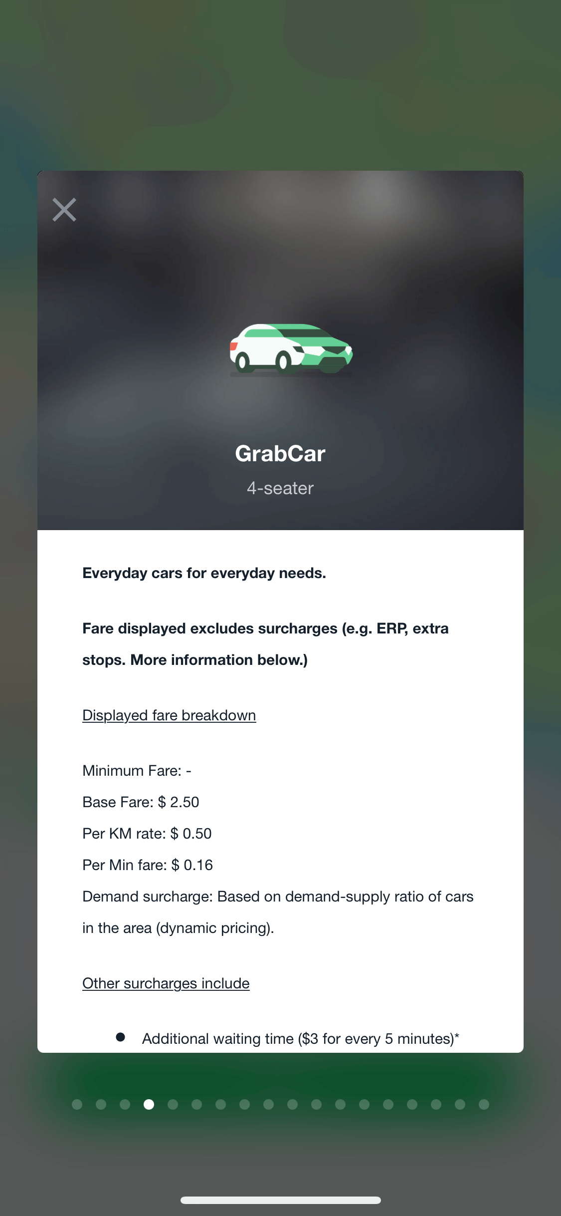 GrabCar车型介绍弹窗列计费明细