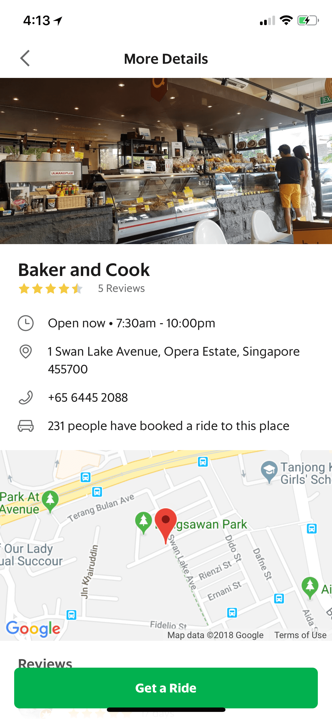商家详情页:店面信息地址叫车