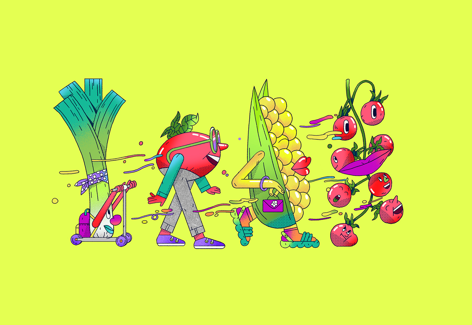 Character design  collage cooking diet Fruit Health ILLUSTRATION  stre.jpg