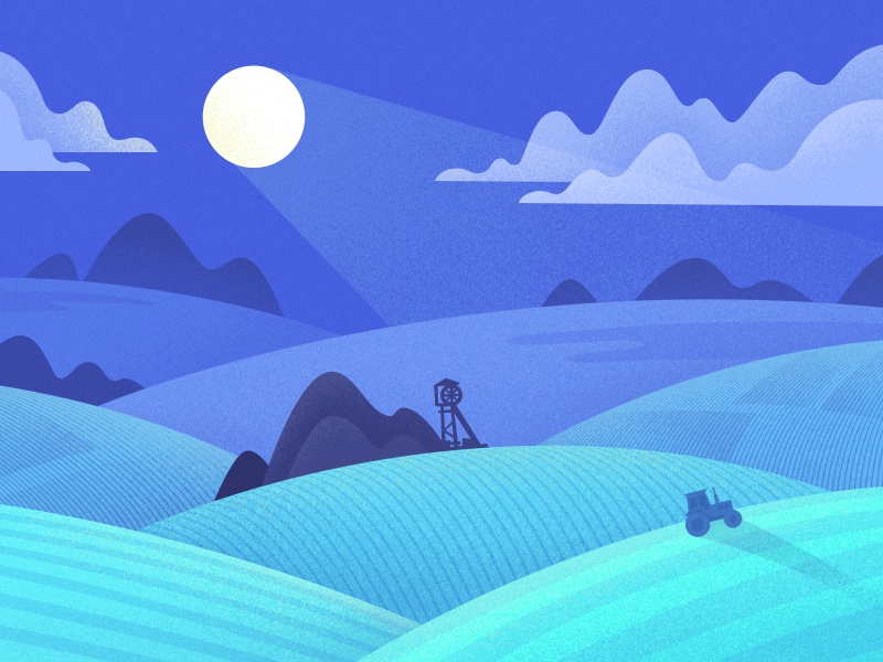 Fields  nature night texture tractor flat illustration 2d field gartma.jpg