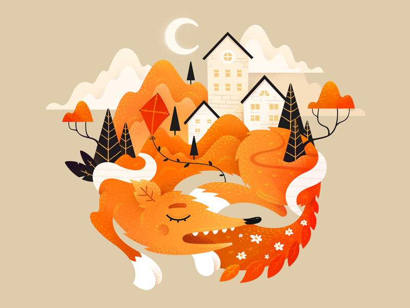 Foxtown weather noise texture nature town city fox illustration firear.png
