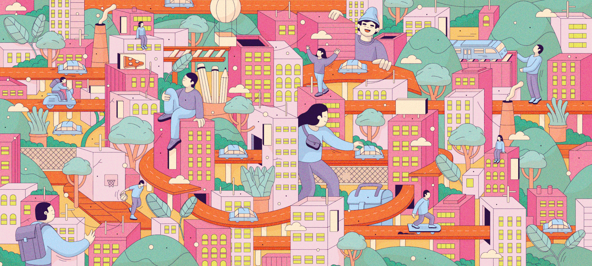 2D characters city color diaries Illustrator illustrazione Isometric P (5).gif