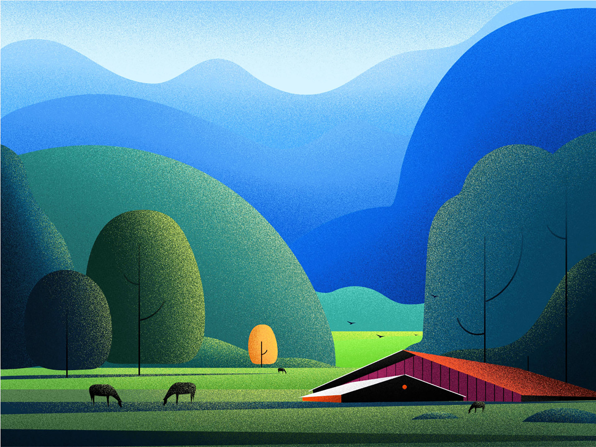Landscape Nature ILLUSTRATION  paddy Farmhouse light village hill (2).jpg