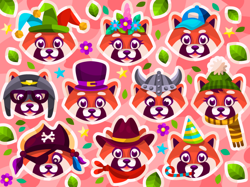 Red pandas collection sticker red panda illustrator ui coloringbook co.png