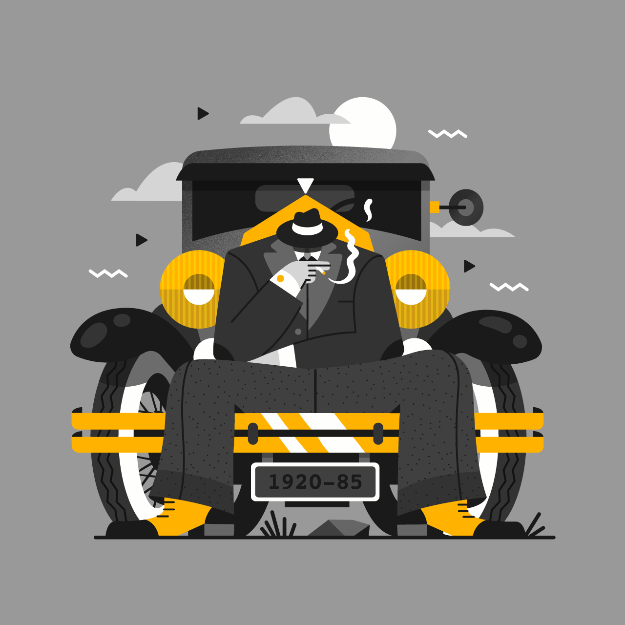 1920s car Character flat ILLUSTRATION  peakyblinders Retro smoking vec.png