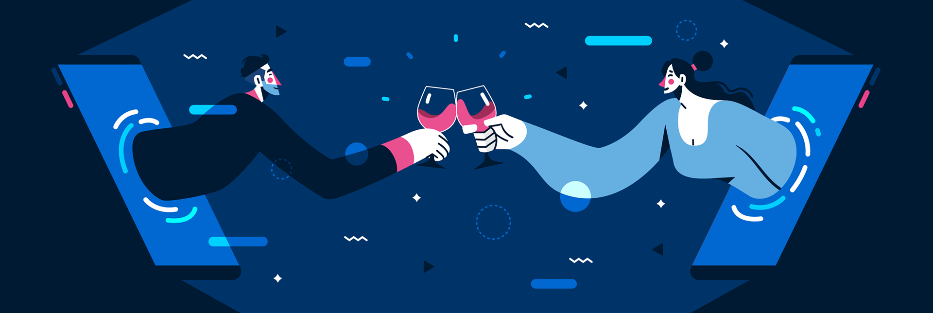 Character cheers corona drink drinks flat ILLUSTRATION  Quarantine Tec.png