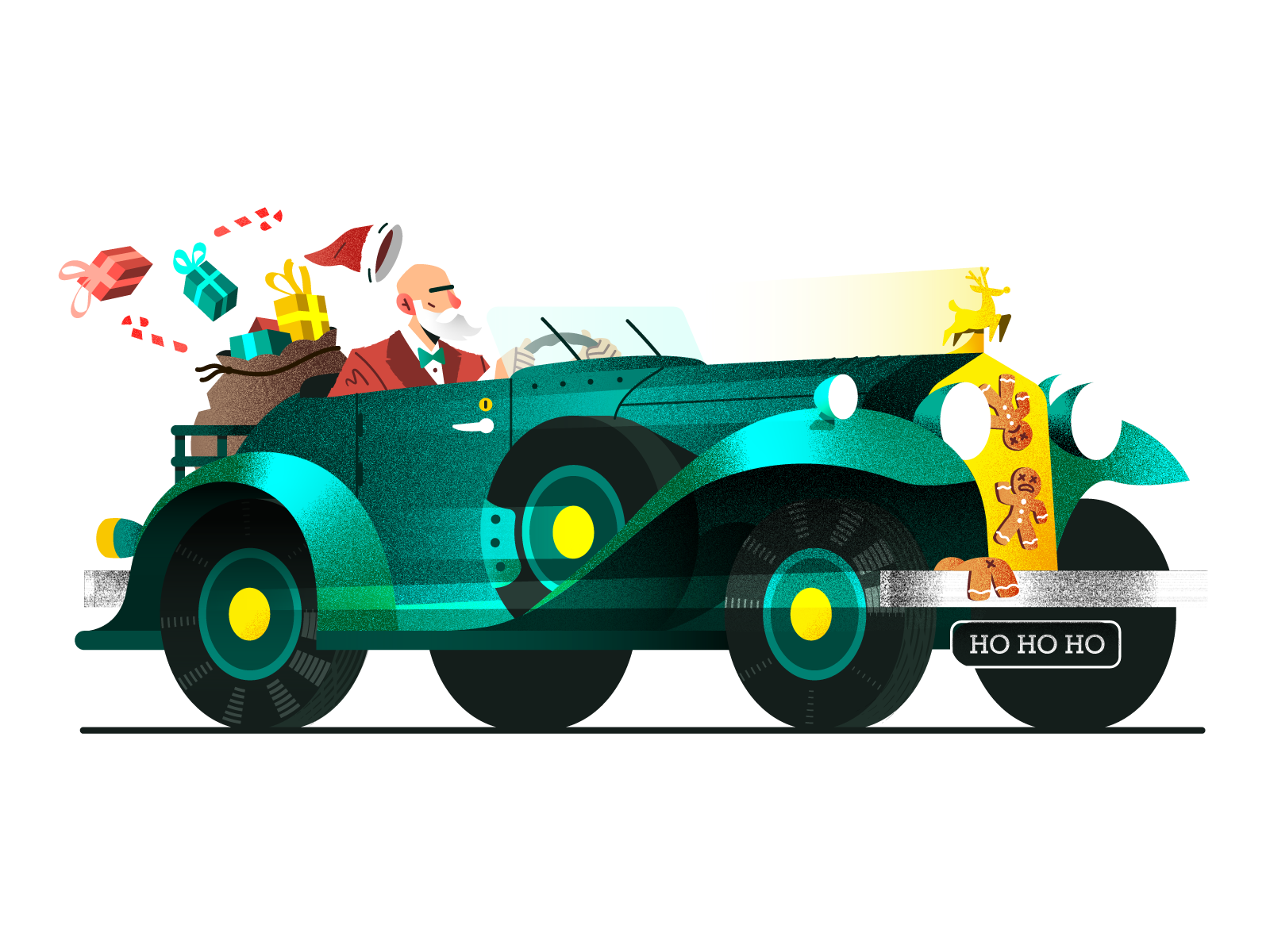car Christmas elegant Fashion  ILLUSTRATION  peakybkinders Retro santa.png