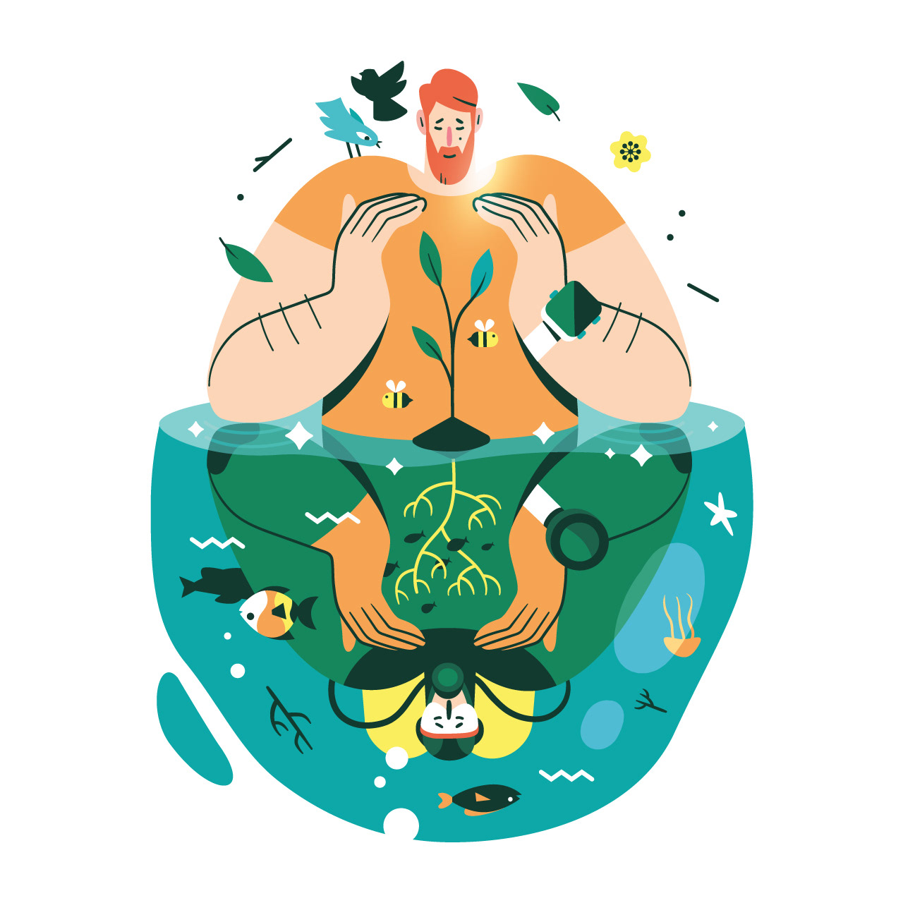 Character ecosystem fish flat ILLUSTRATION  Nature Plant PlayingArts v.jpg