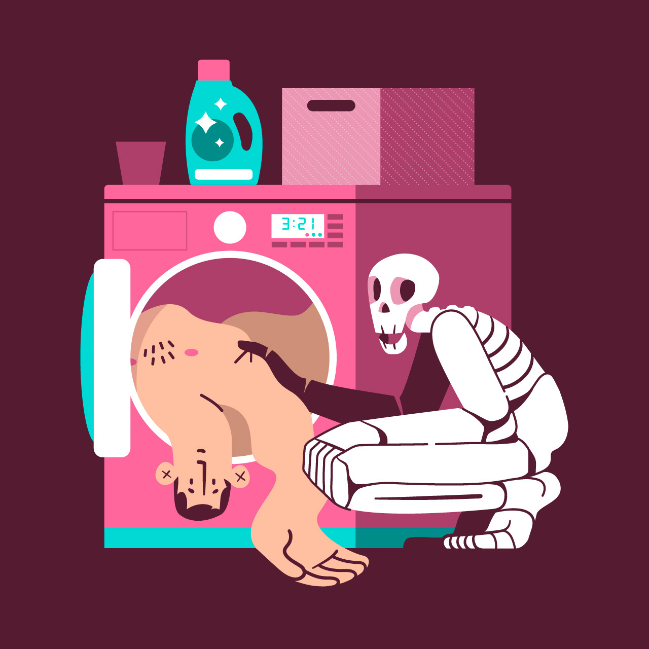 Character design flat flat illustration laundry machine skin skincare.jpg