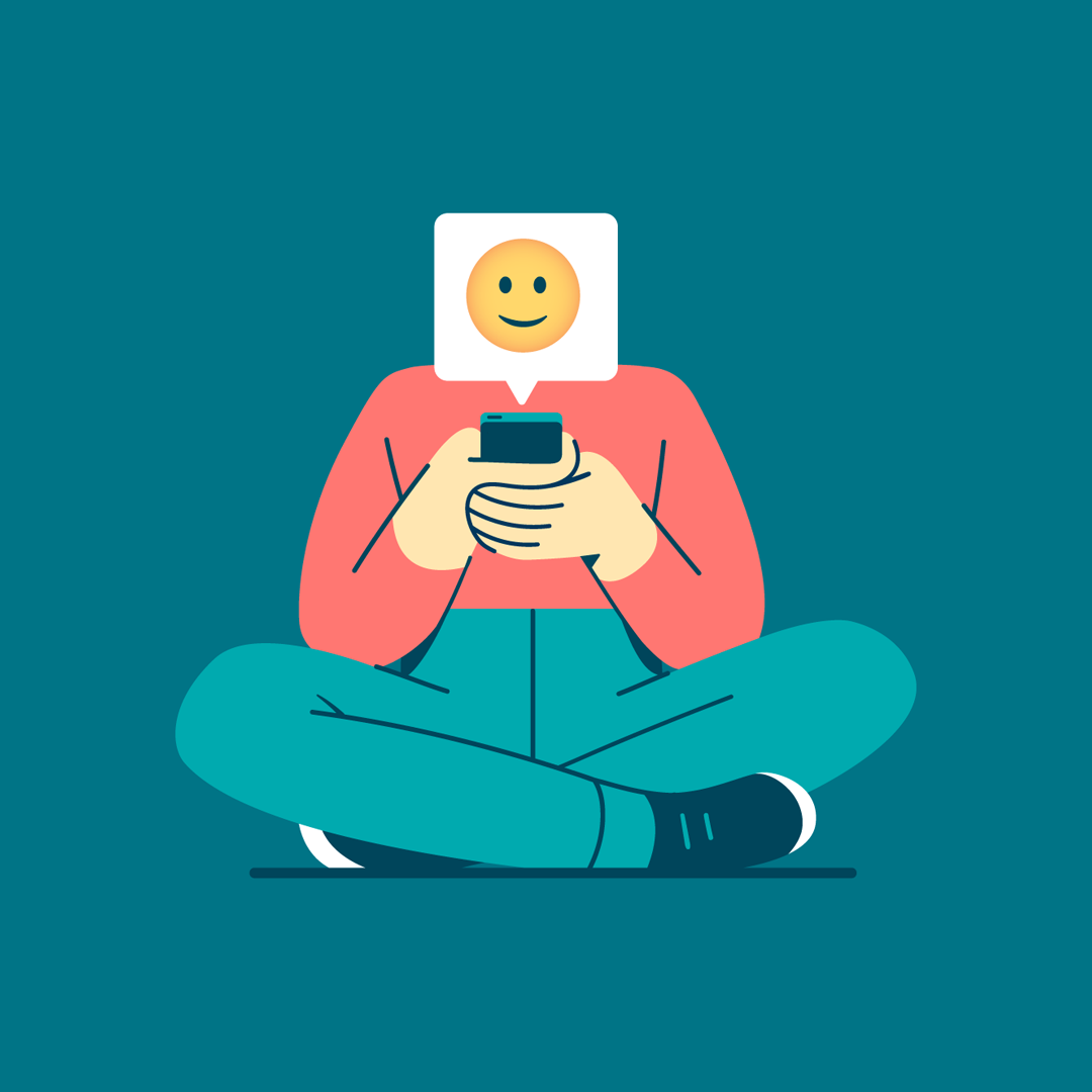 flat ILLUSTRATION  vector smiley Emoji smile Character phone texting m.png