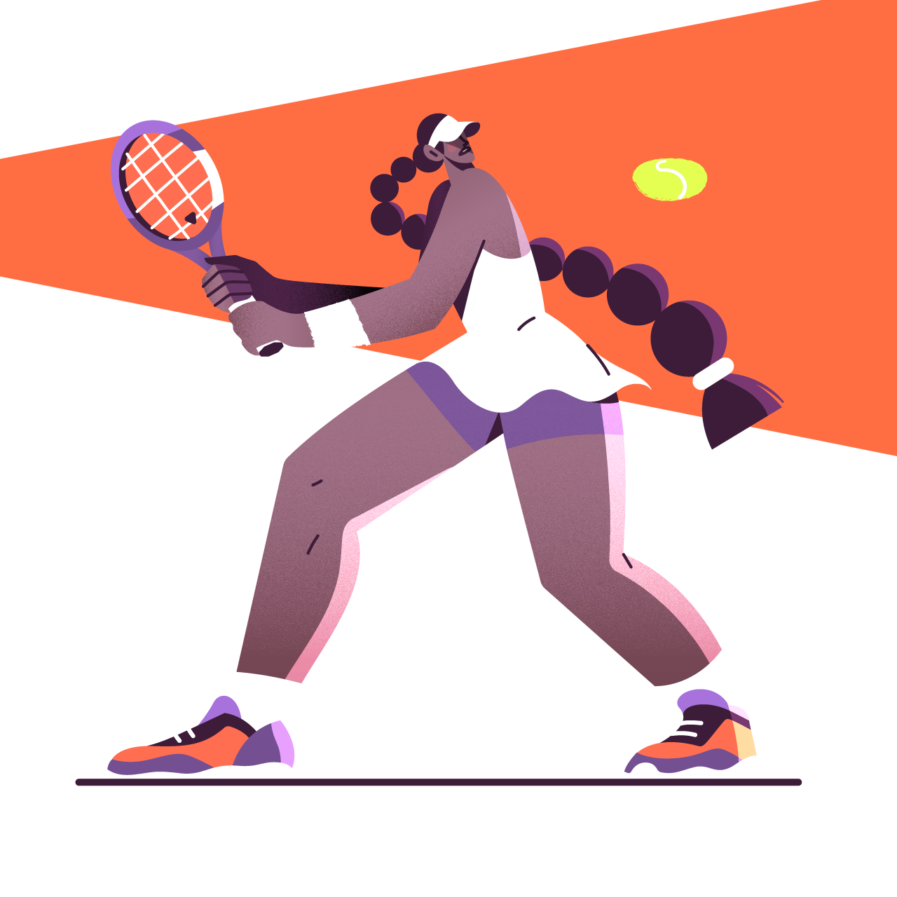 flatillustration ILLUSTRATION  Rolland-Garros sport strongwoman tennis.png