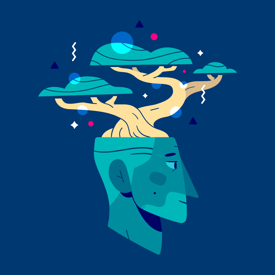 ILLUSTRATION  vector flat grow Plant bonsai meditation head brain Tree.png