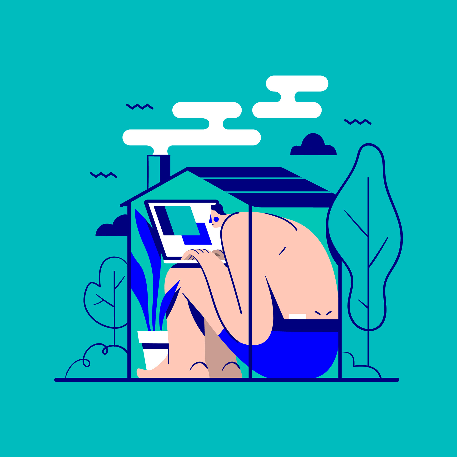 vector flat Character ILLUSTRATION  workfromhome WorkAtHome Freelance.jpg