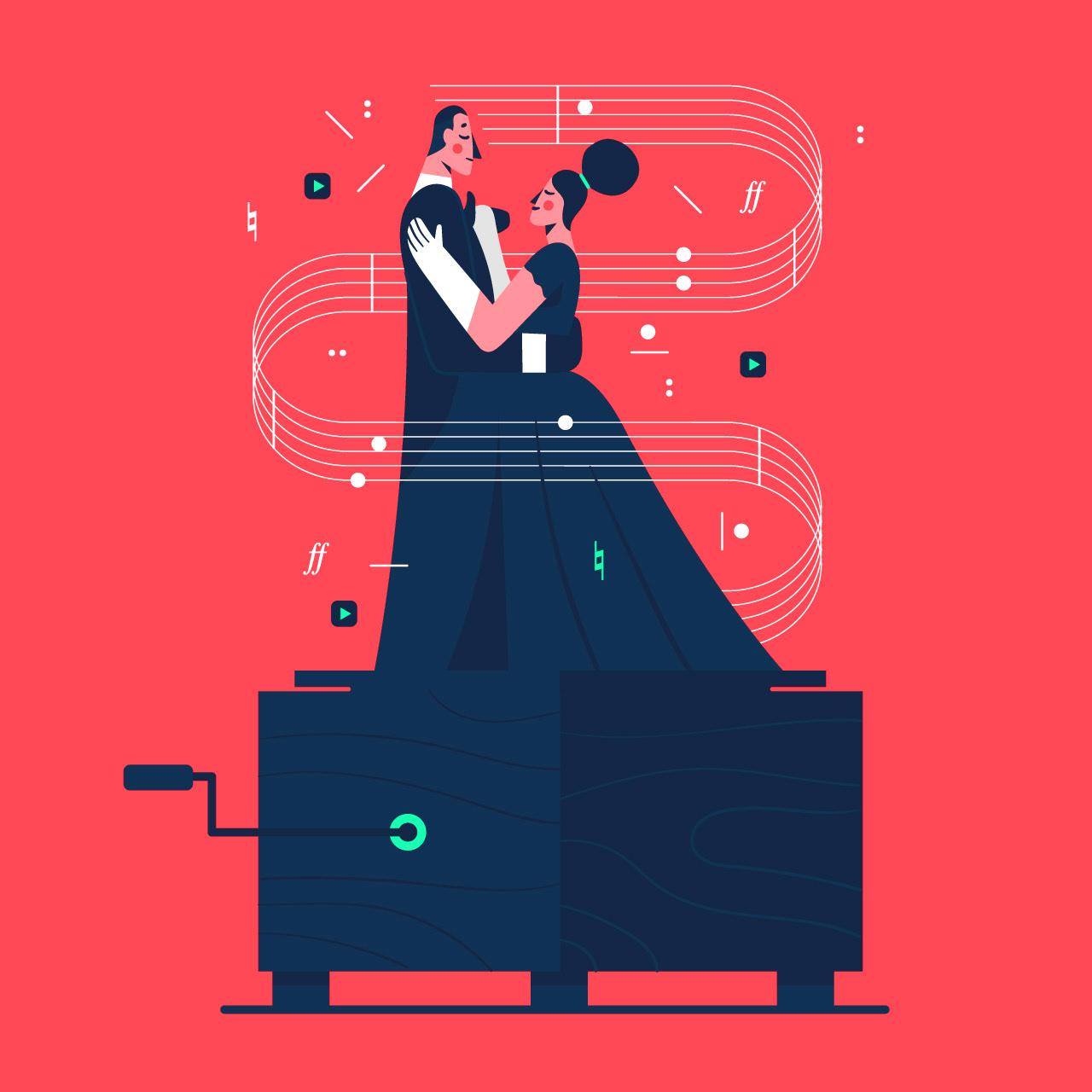 vector flat illustration flat couple DANCE   music Character design pa.jpg