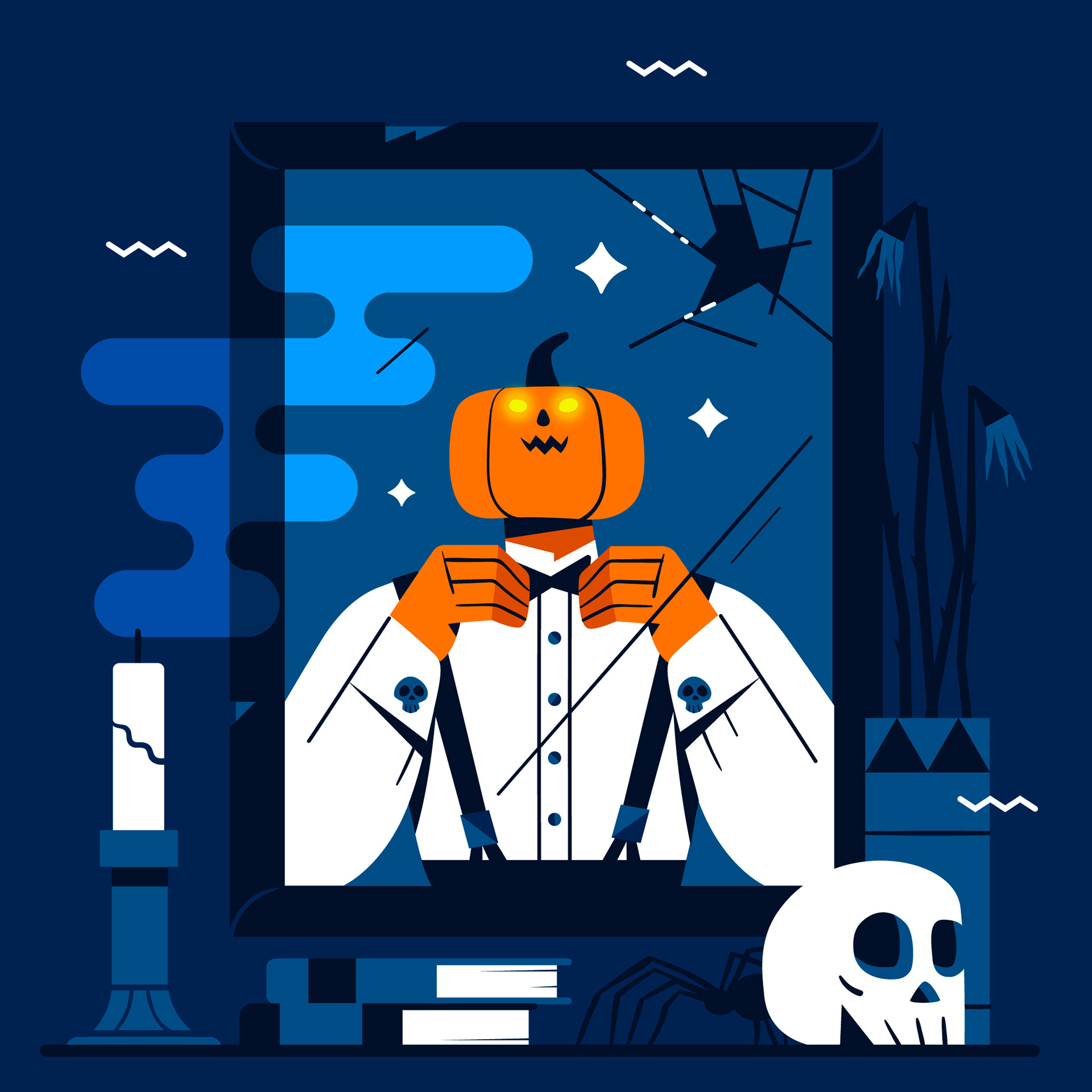 vector flat illustration Halloween elegant Fashion  Retro flat bold sp.jpg