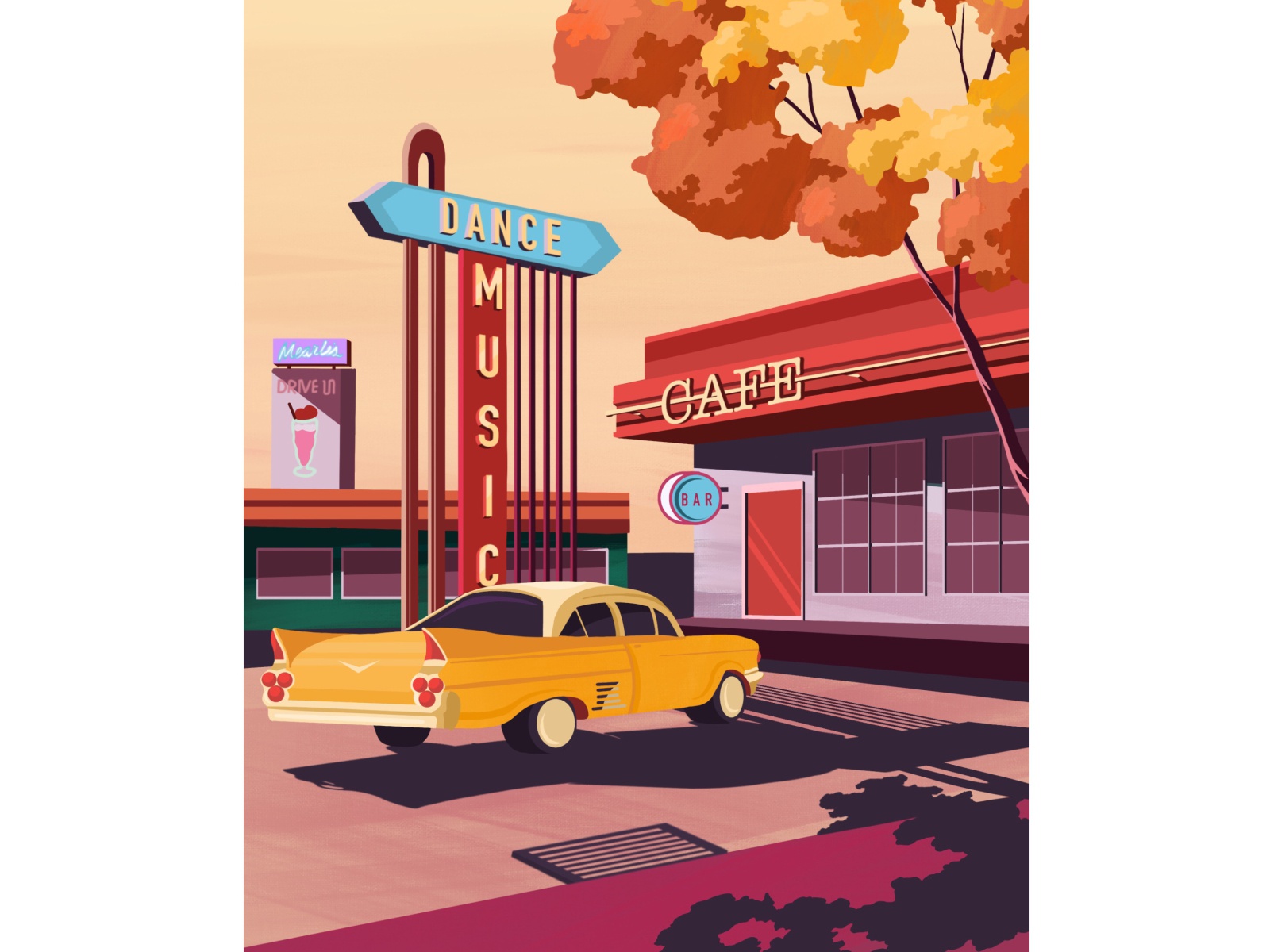 Club 80s illustration art illustration art artwork autumn car vintage.jpg