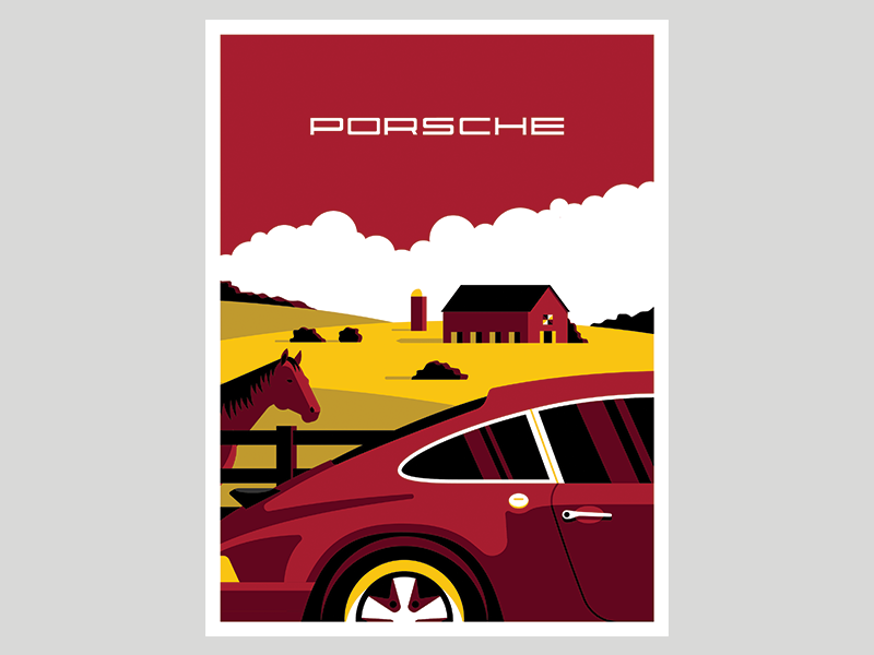 Prosche x Rabbit Hole event sky barn kentucky derby car porsche illust.png