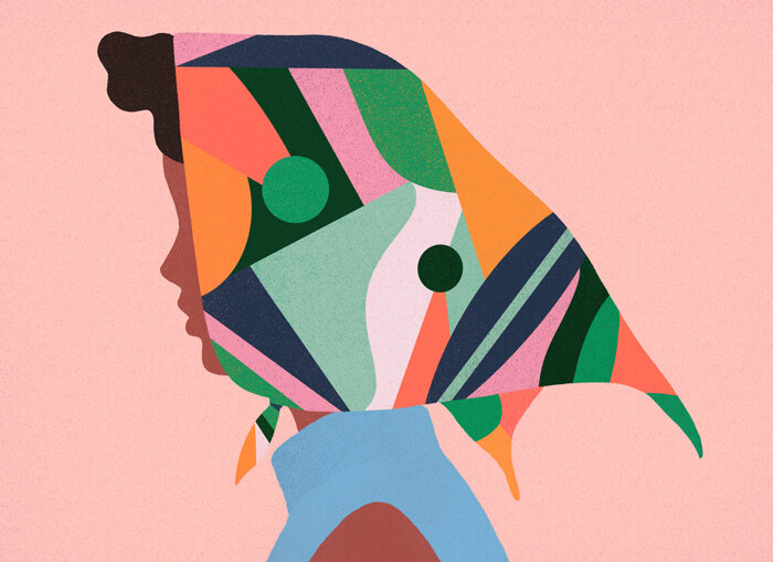 Color Block design Fashion  fashion illustration girl kerchief minimal.jpg