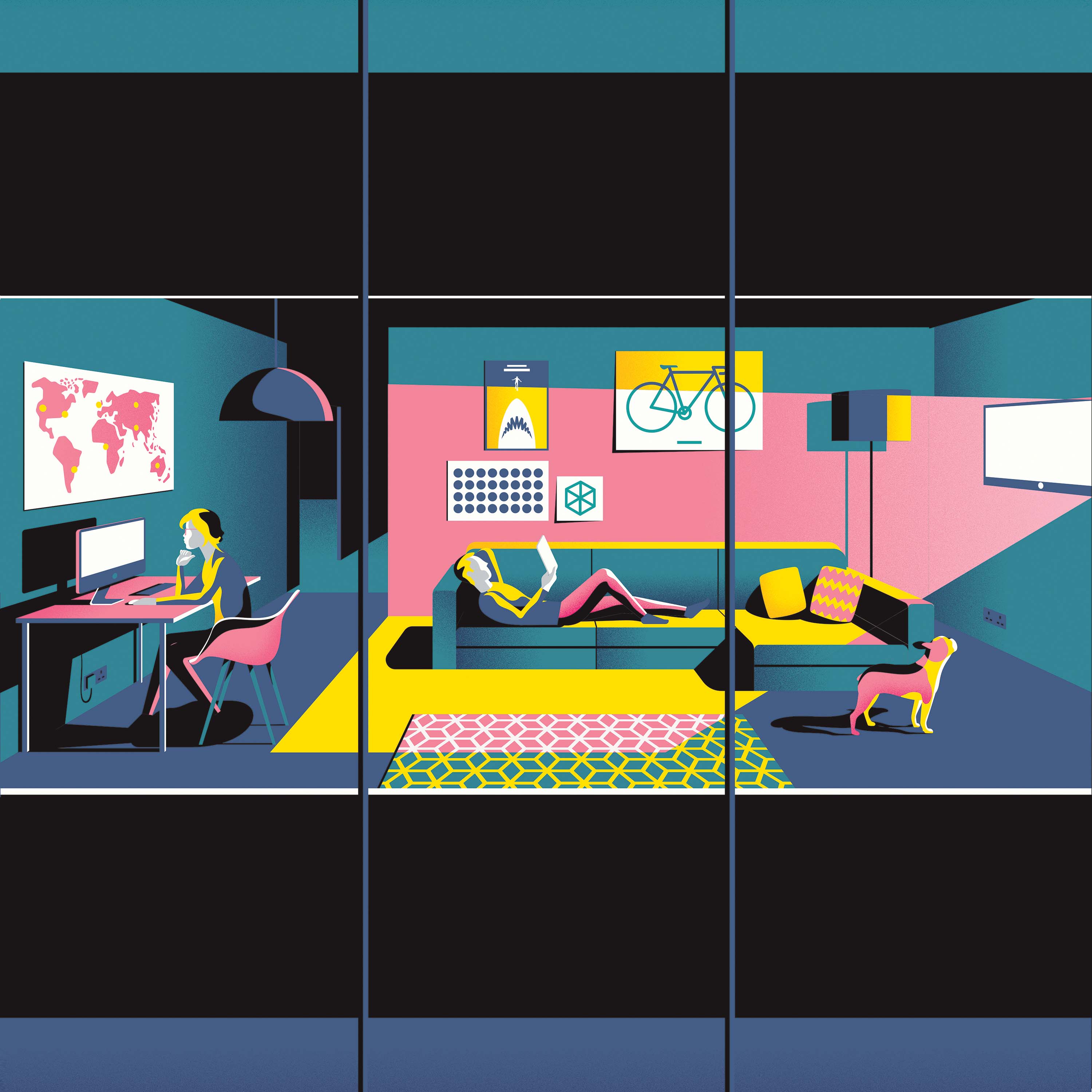ILLUSTRATION  architecture apartment London Bicycle party graphic city (7).jpg