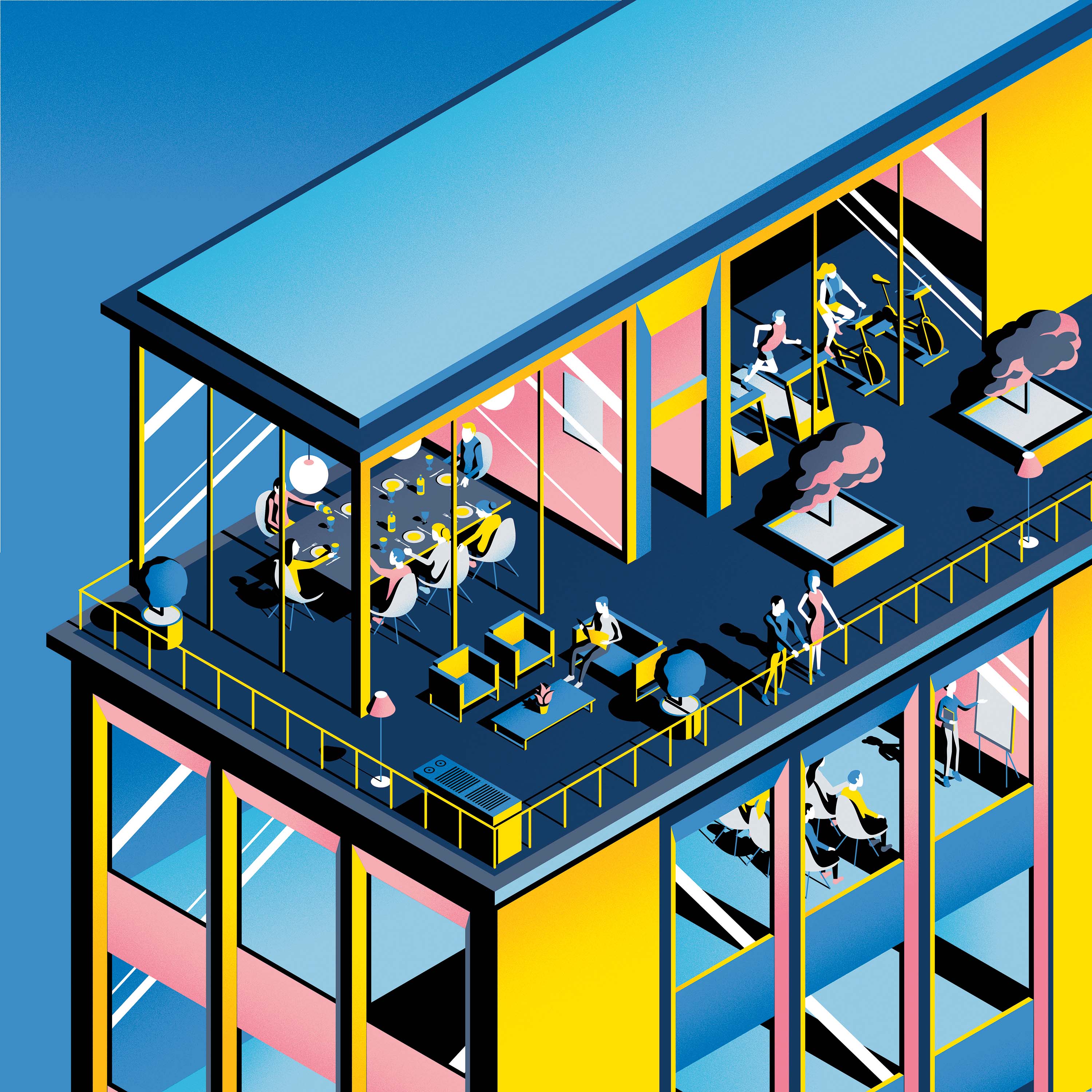 ILLUSTRATION  architecture apartment London Bicycle party graphic city (8).jpg