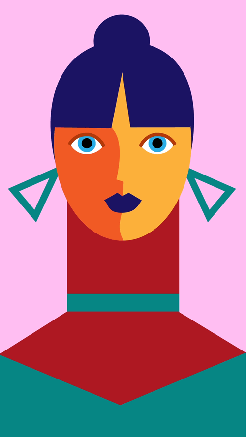 girl colorful color flat Fashion  bold vector (6).gif