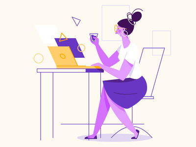 At the computer II woman clean vector simple affinity designer charact.png