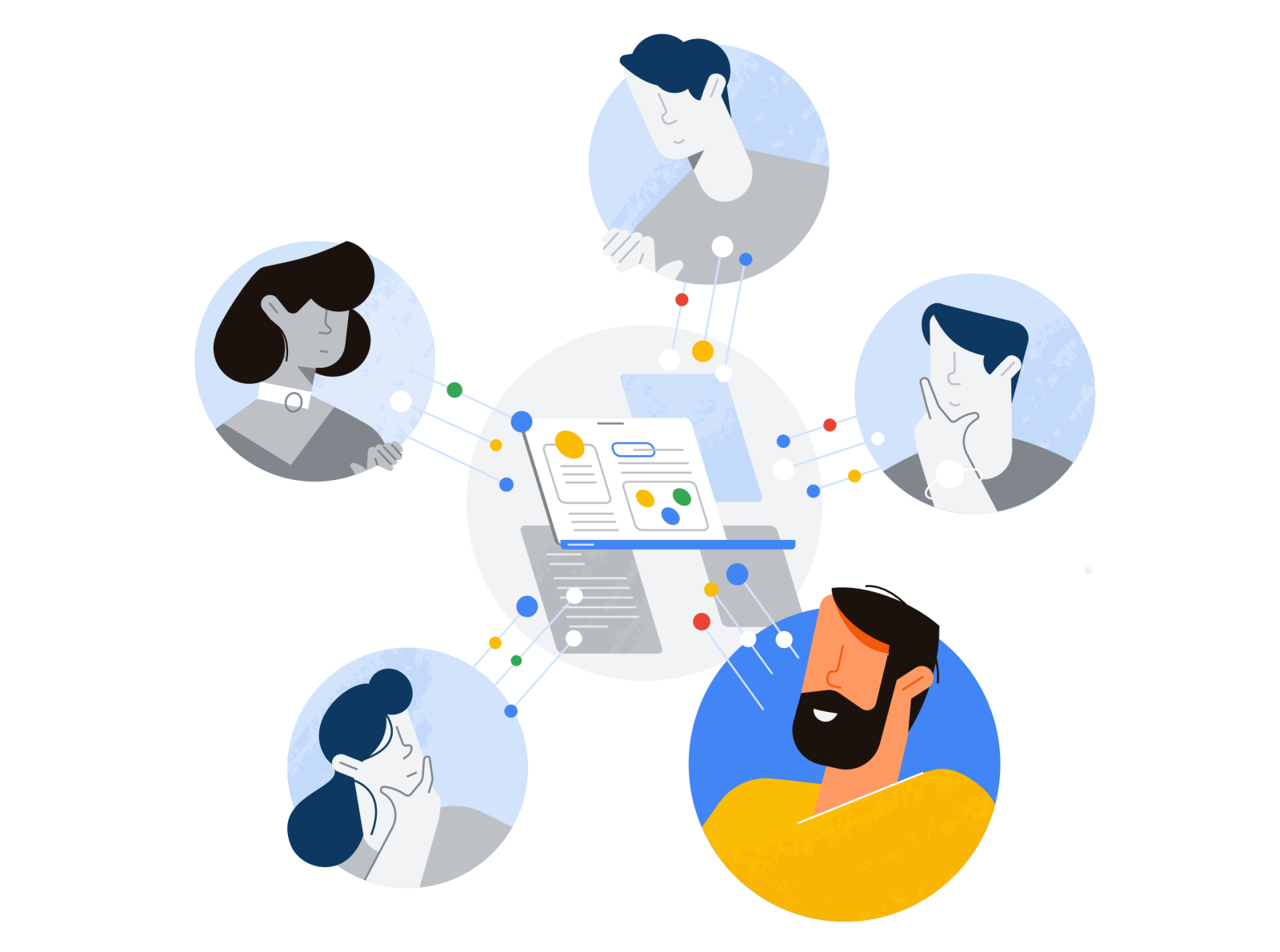 Data flat vectors character design thinking data ilustrator google ill.png