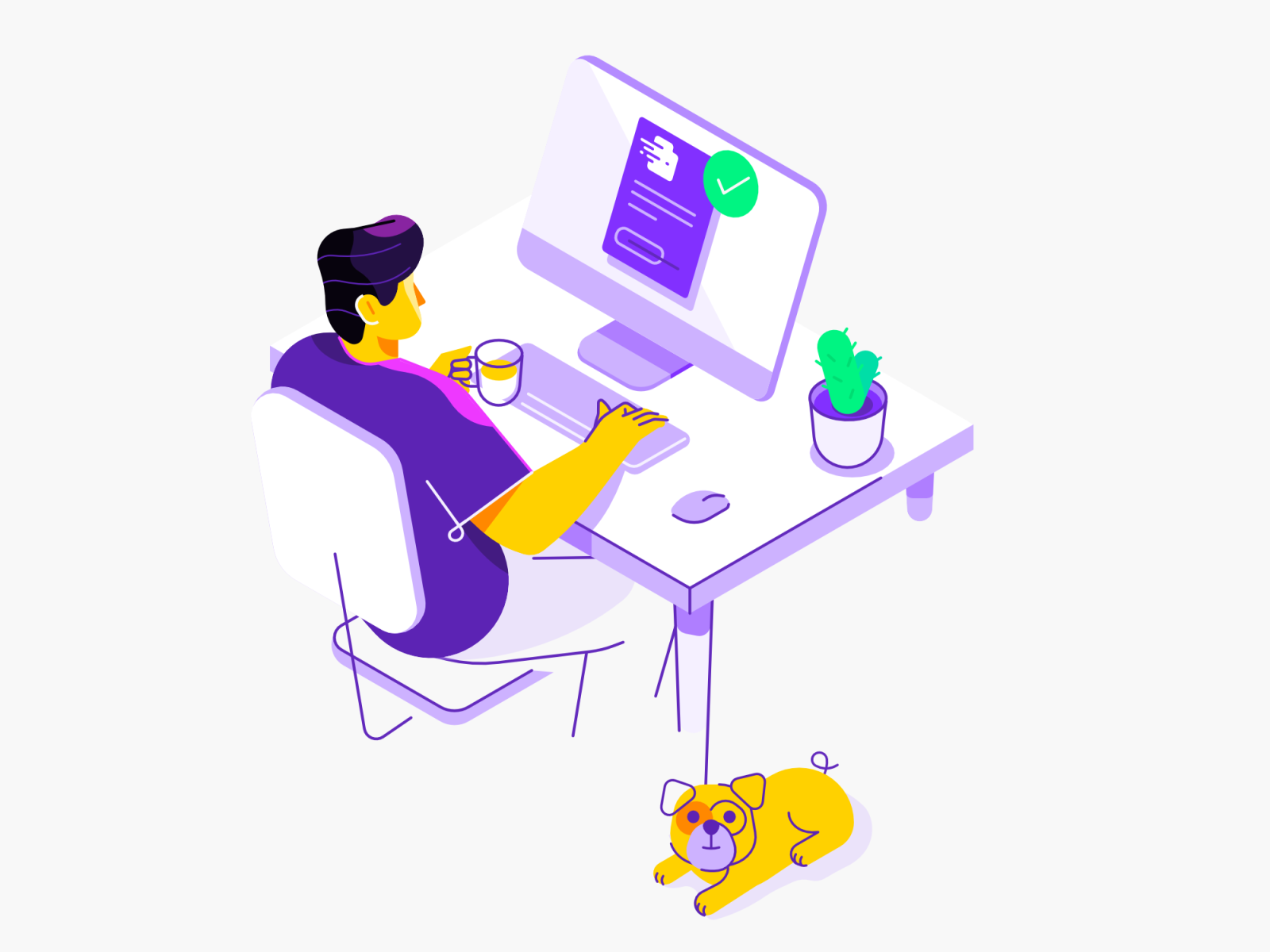 Invoice Generator - illustration isometric pug workspace desk characte.png