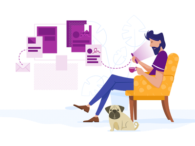 Looking for a job pug simple webpage character illustration vector.png