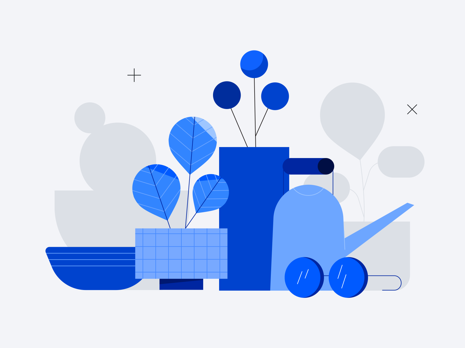 crisp still life pots still life flat sunglasses watering can vector a.png