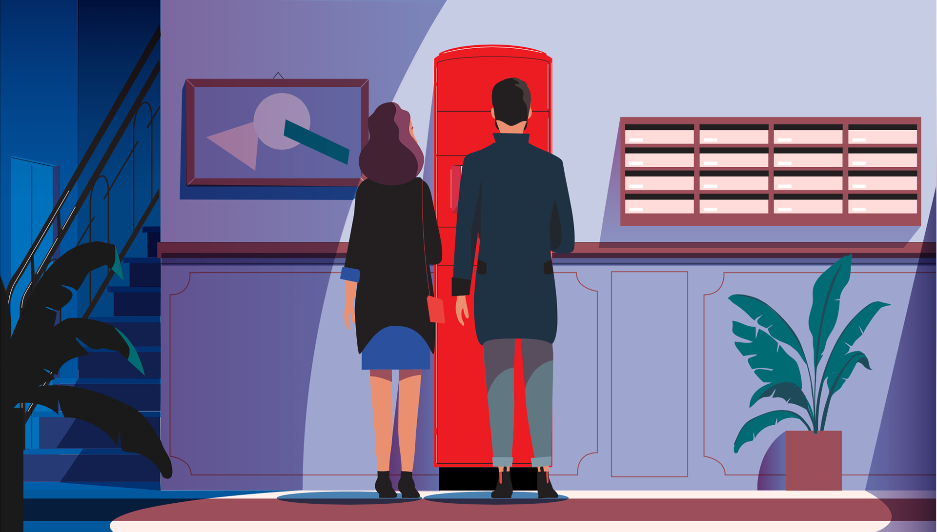 poste animation  building couple Shopping mail postal service postal (6).png