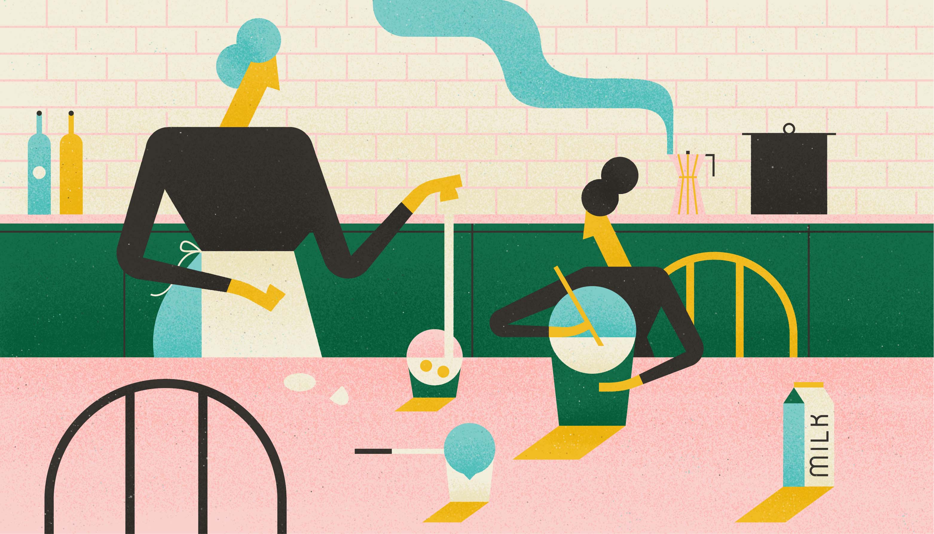 characters cake baking vector cookies eggs milk Coffee smoke child.jpg