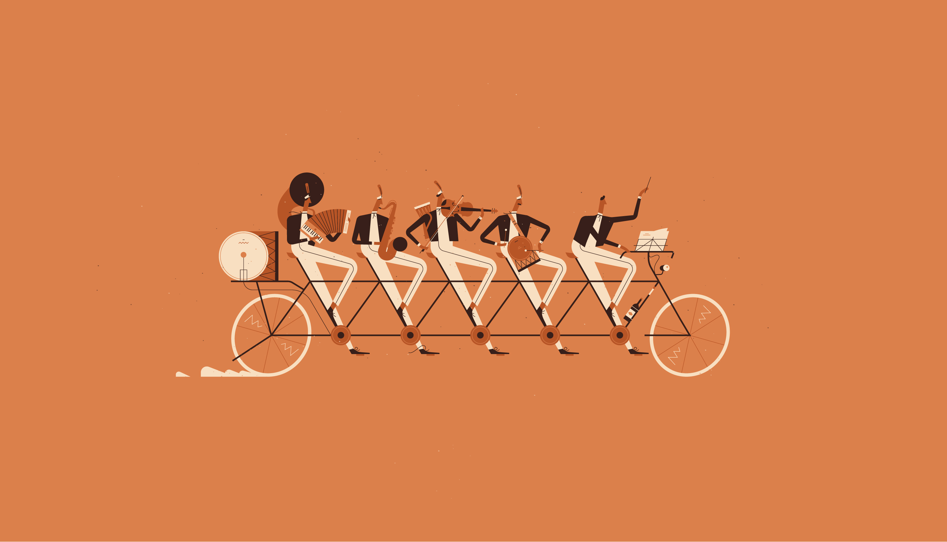 orchestra Bicycle band music instruments Violin drums Character vector.jpg