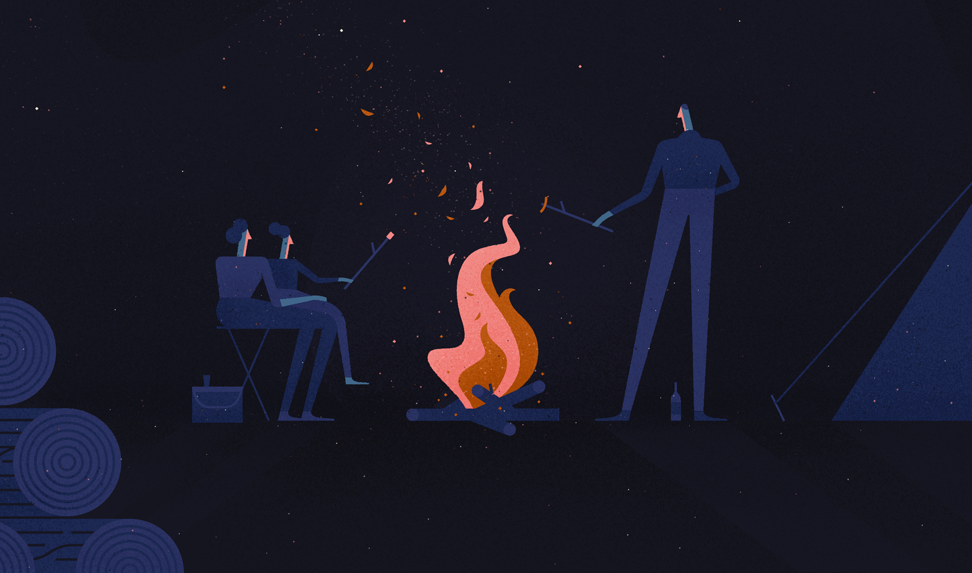 stars moon vector Character camping fire family tent Shooting Star nig.jpg