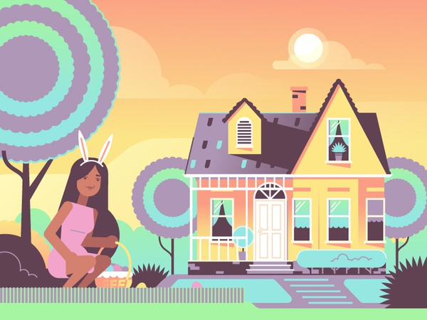 Easter Girl house landscape behance stolz illustration easter egg holi.jpg