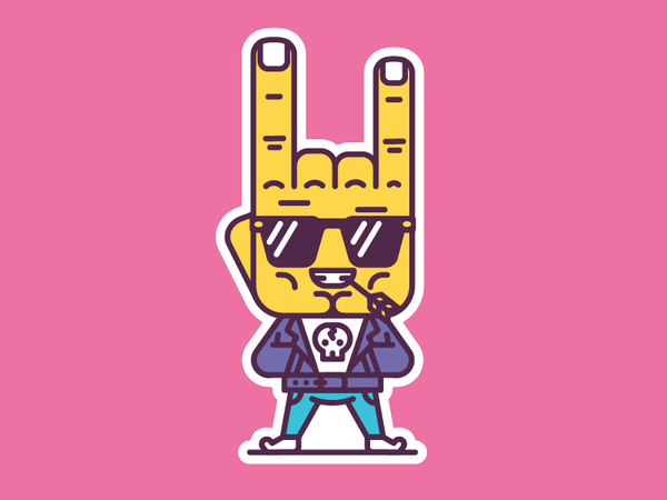 Handbro hand character be cool skull line sticker illustration stolz.png