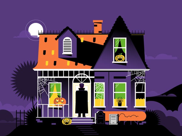 Happy Halloween simple flat trick or treat house pumpkin pornhub hallo.jpg