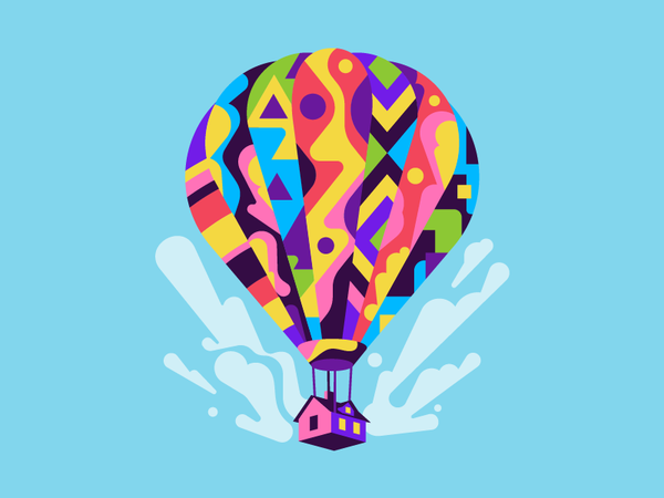 Hot Air Balloon travel house hot air balloon balloon vector flat simpl.png