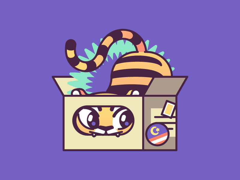 Malayan Tiger box cat stolz illustration sticker tiger animals charact.gif