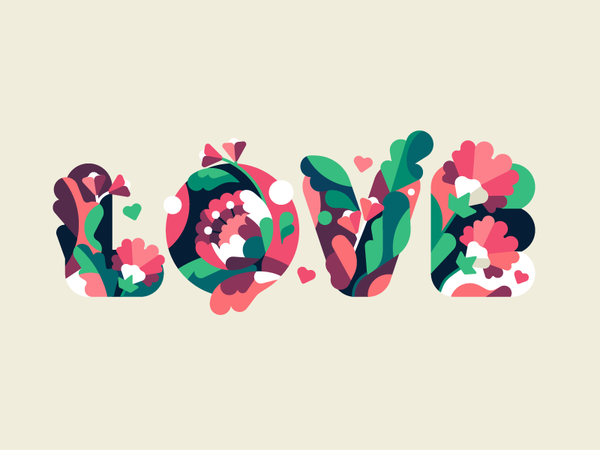 Love typography love flower letter vector simple flat illustration sto.png