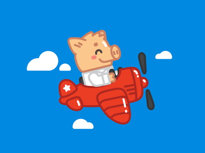 Piggy Peter flies away stolz illustration fun petr pig piggy peter fly.png