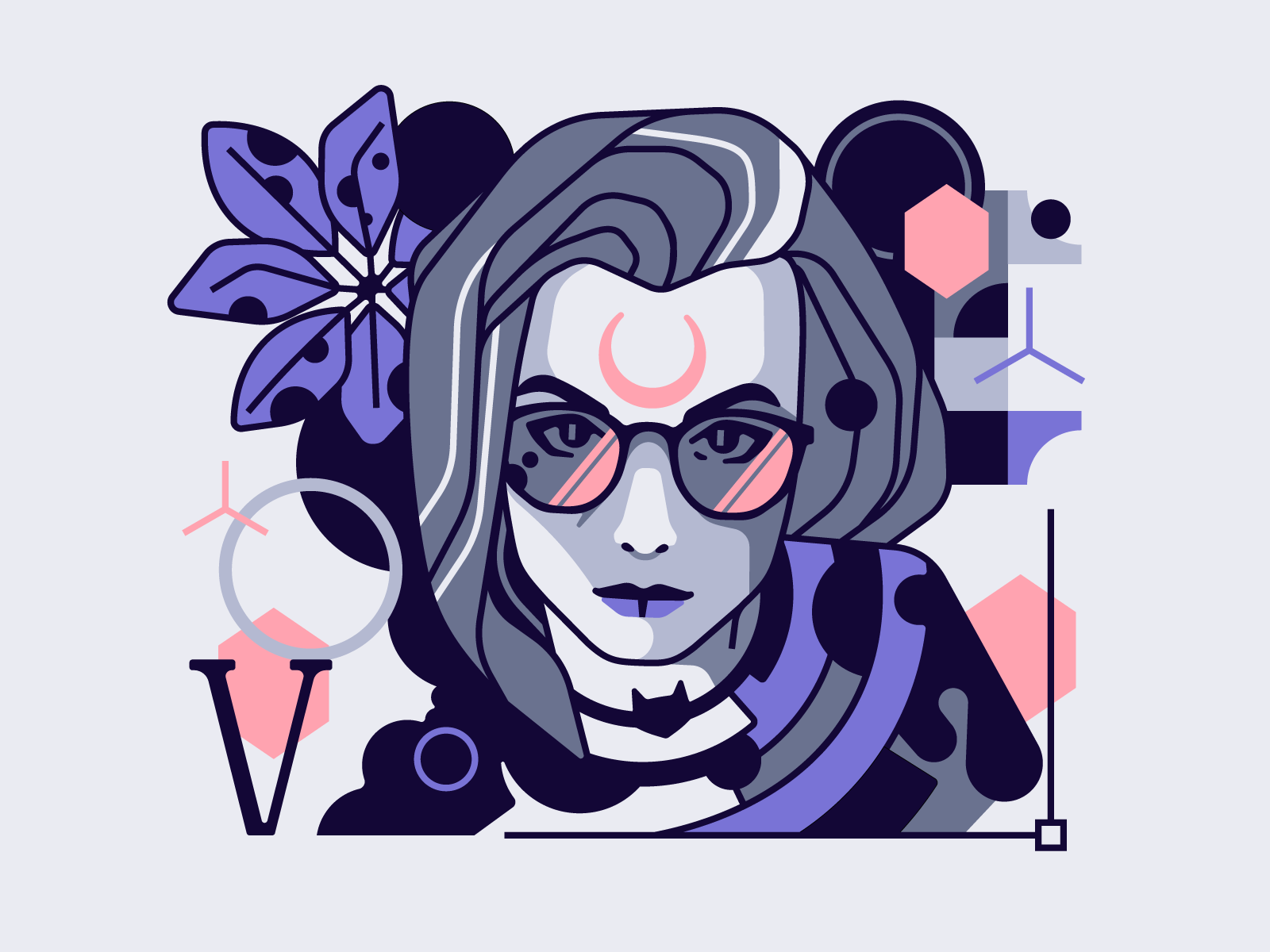 Portrait portrait girl vector design line simple character illustratio.png