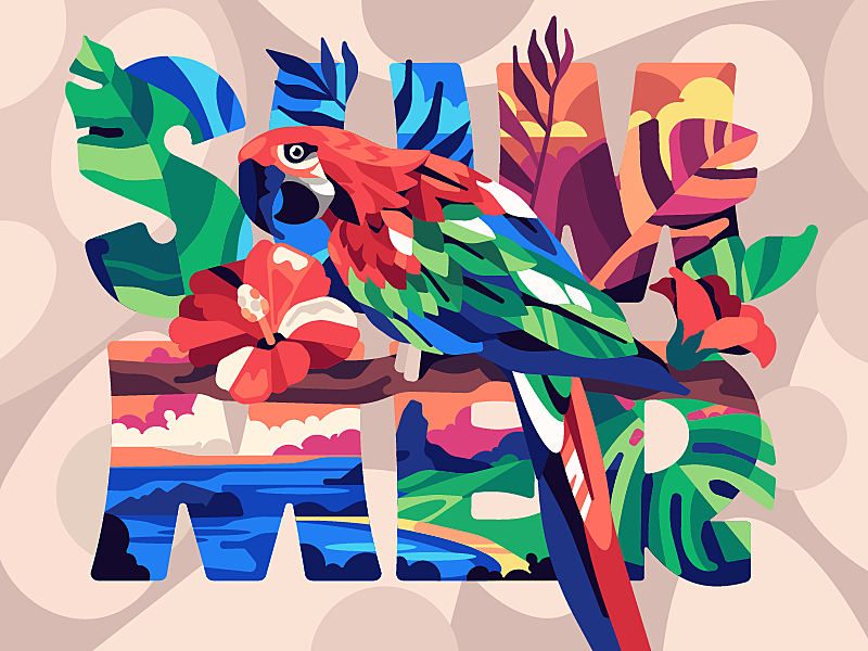 Summer vector design flat parrot simple ara illustraion stolz.png