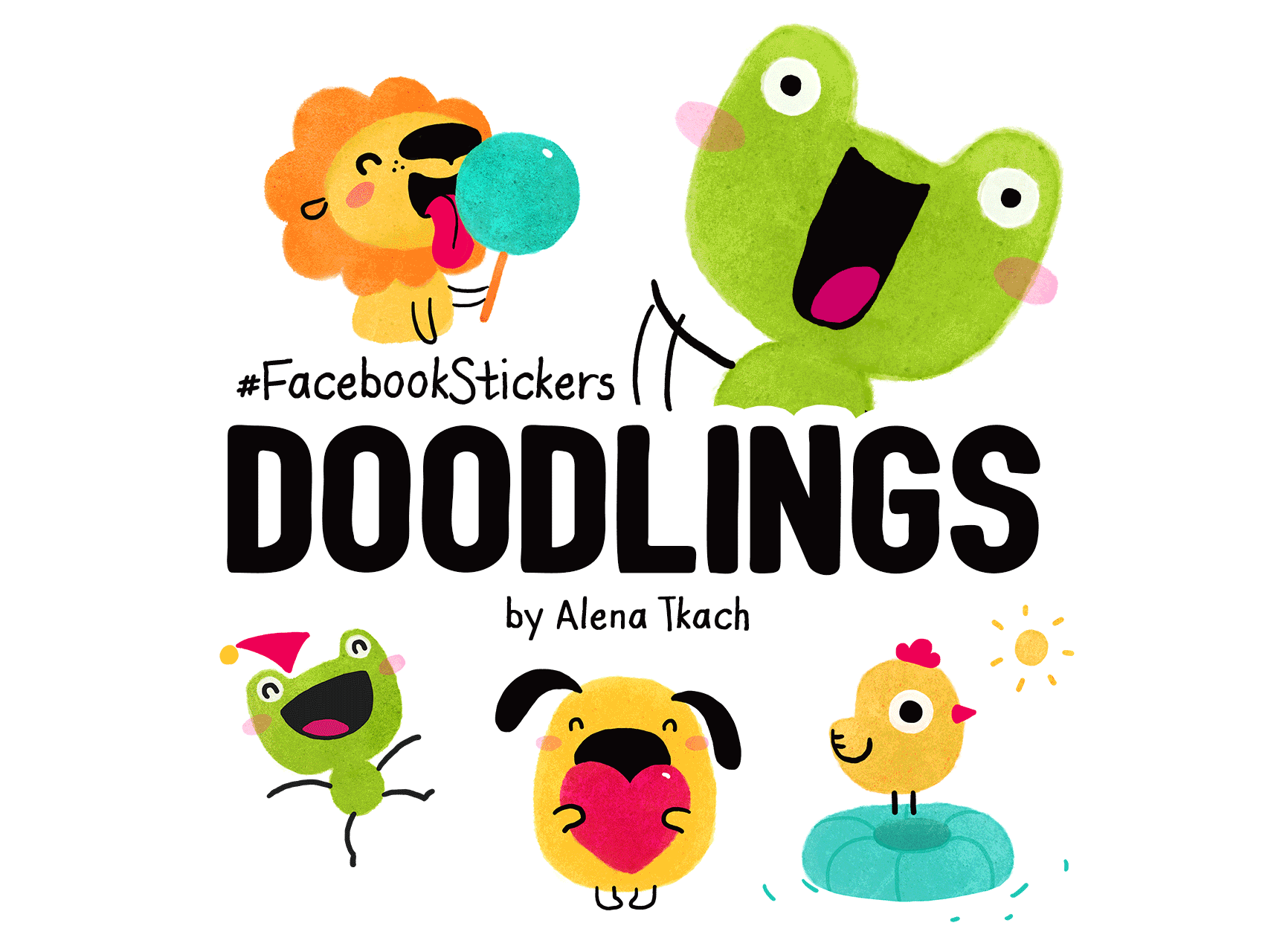 doodle animals sticker animation  doodlings Facebookstickers.gif