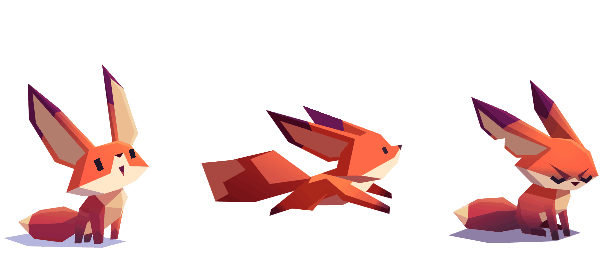 game 3D unity Spine2d FOX little fox modeling comics Low Poly geometri (7).gif