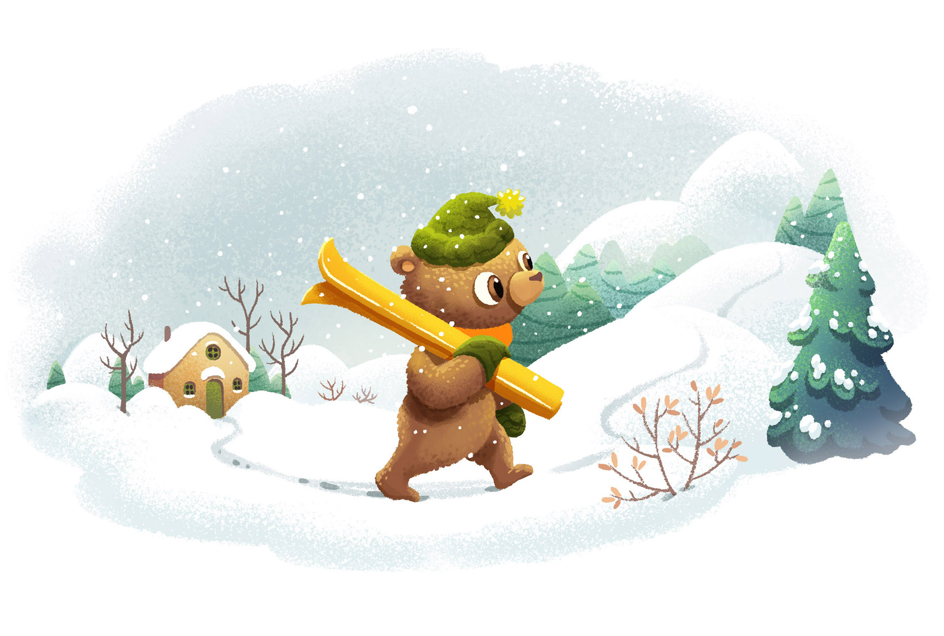 oscar bear winter Ski snow friends animals picturebook fleurus Hedgeho.jpg