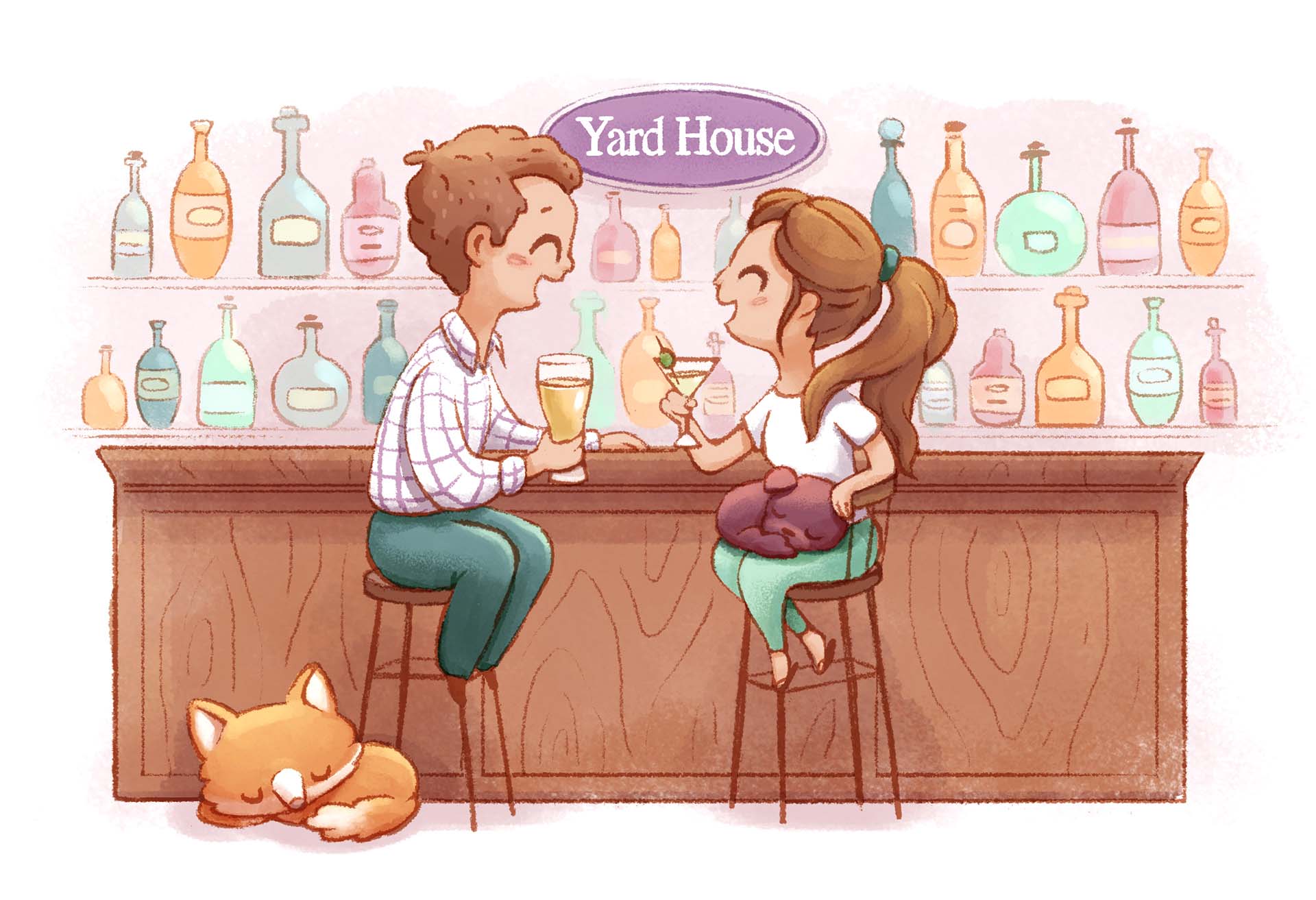 wedding Love couple dog dogs kiss wedding illustration watercolor (2).jpg